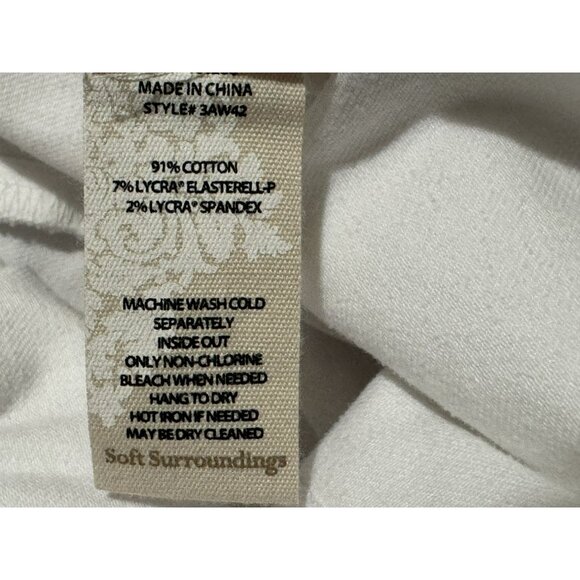 Soft Surroundings Straight Leg Cotton Stretch White White Pull-On Pants Sz PSm - Picture 5 of 5